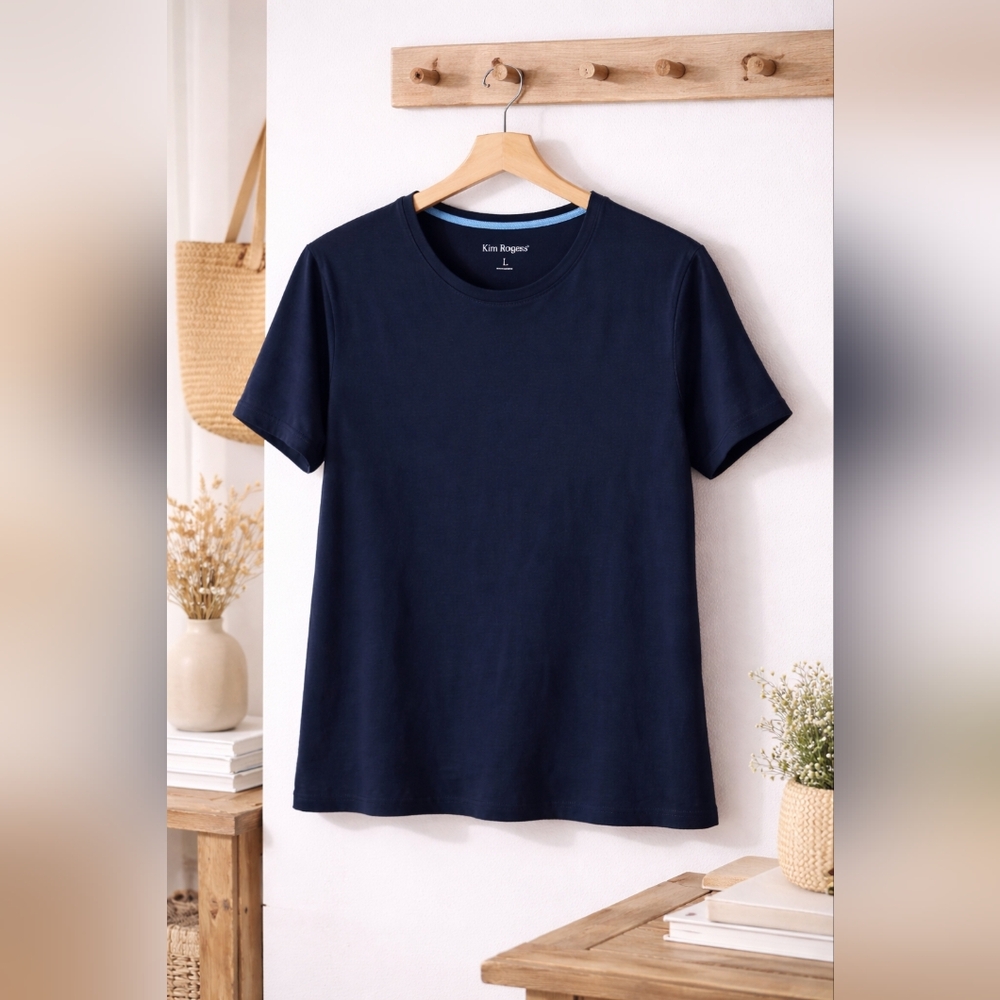 #43 Kim Rogers Navy Blue Short Sleeve Crew Neck Tee Shirt Women’s Large Casual C
